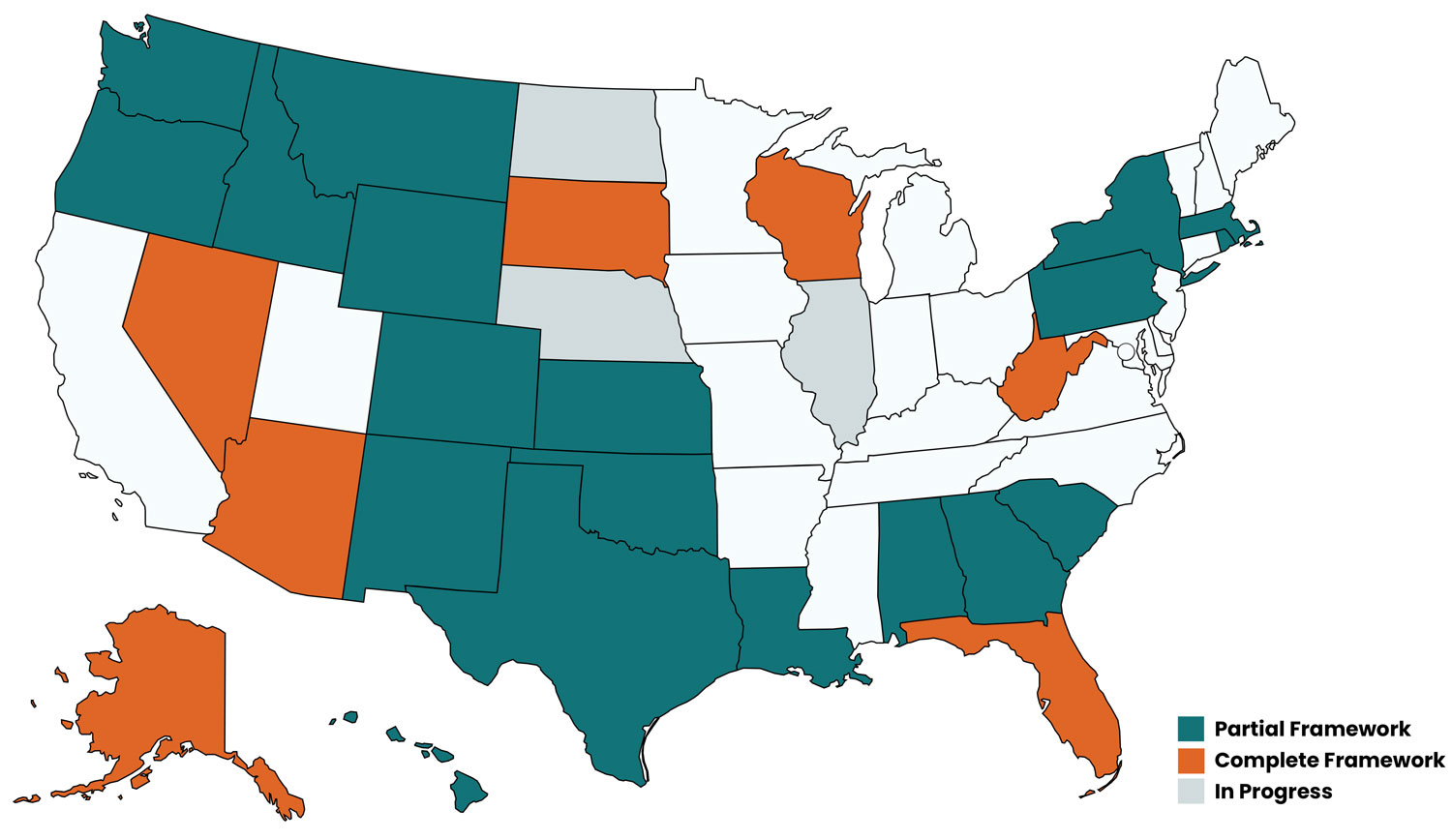 Map of Action for Children Protection's coverage in the USA.